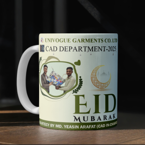 White ceramic mug with full color photo printing