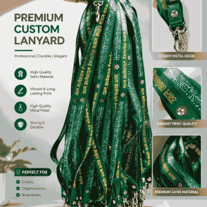 Custom school and madrasa ID card ribbon lanyard with printed logo and name.