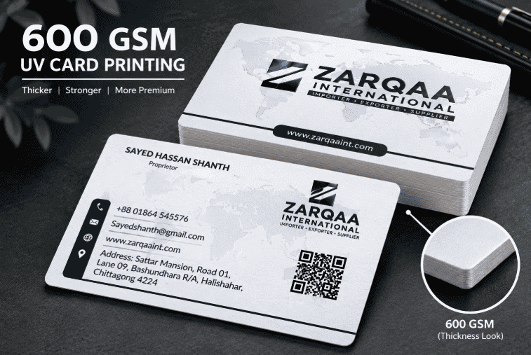 600 GSM UV card printing with premium finishing